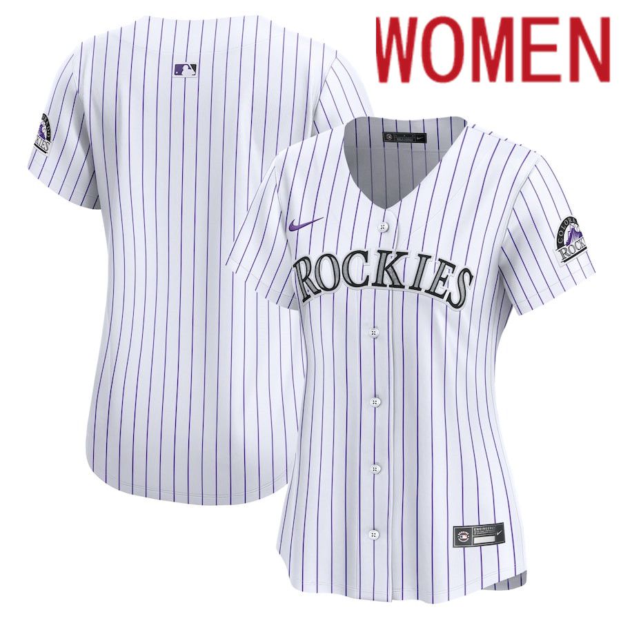 Women Colorado Rockies Nike White Home Limited MLB Jersey->women mlb jersey->Women Jersey